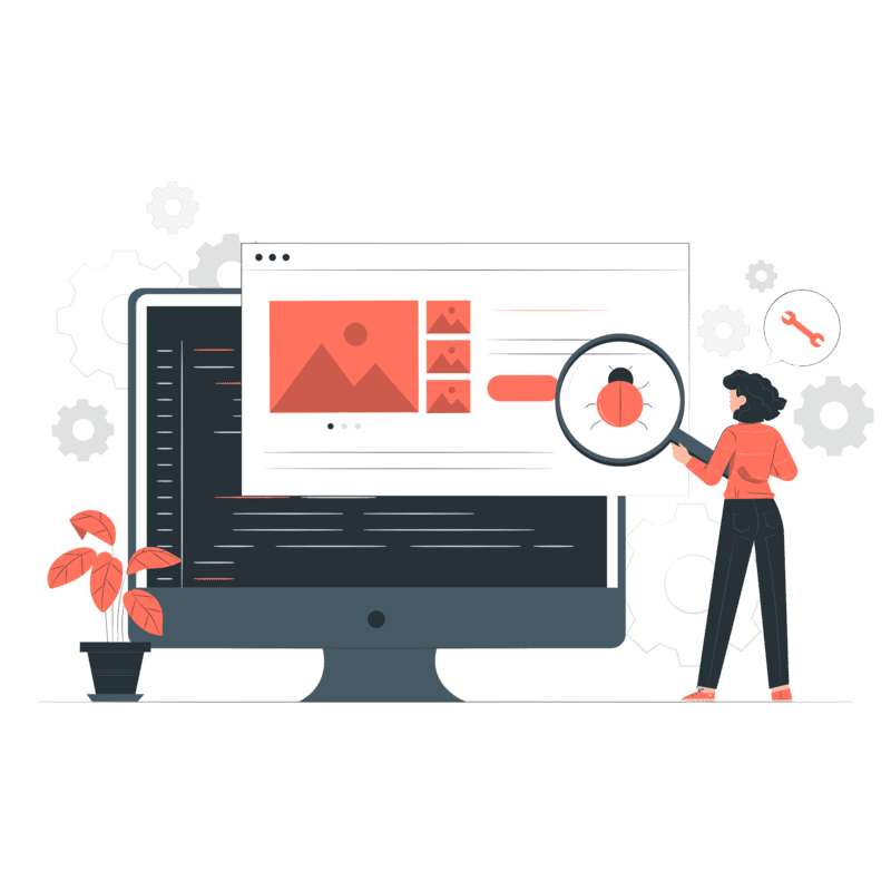 Illustration montrant la correction de bugs et la maintenance technique d’un site WordPress pour garantir sécurité et fonctionnement