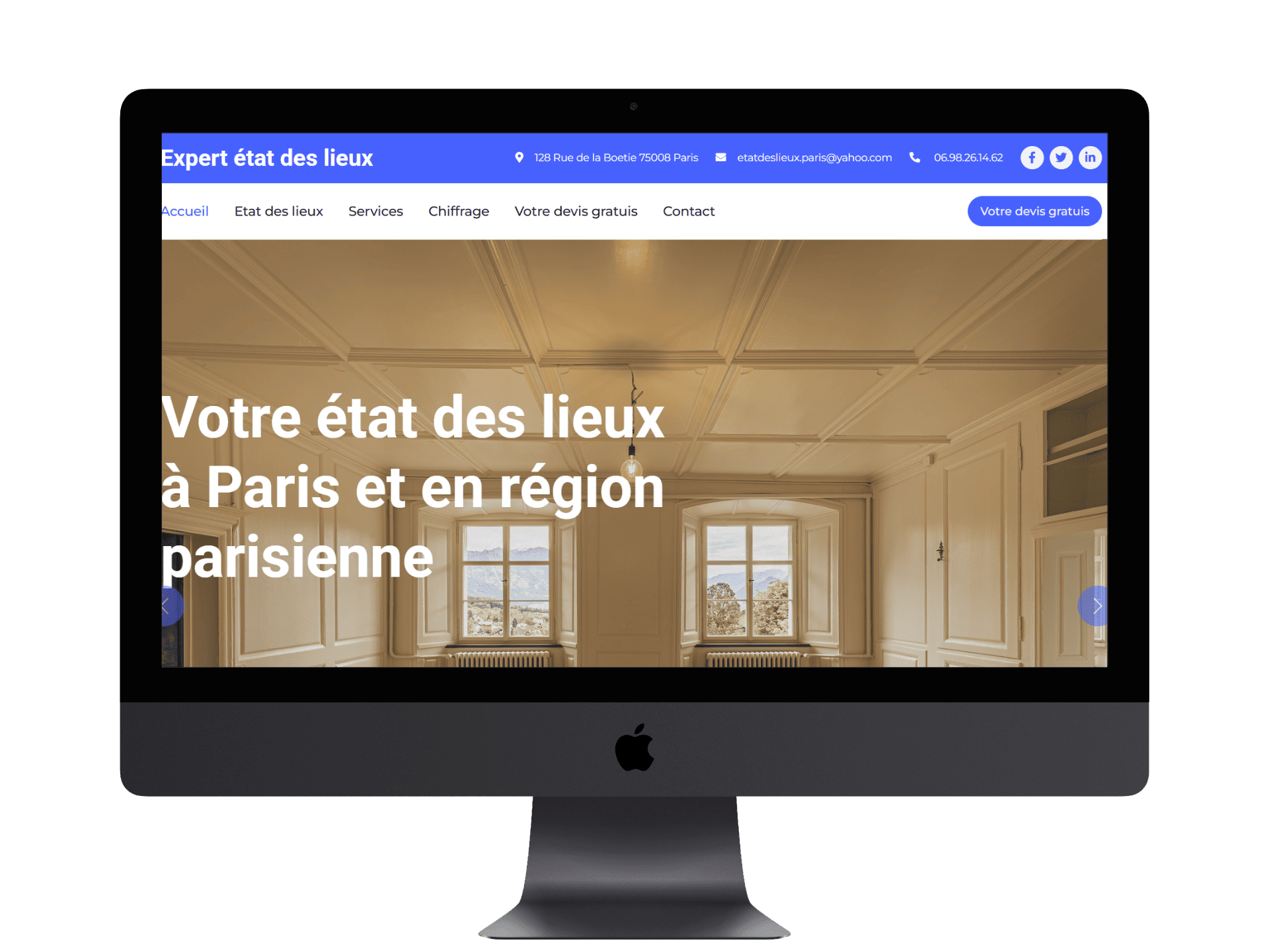 Mockup du site d’état des lieux immobilier réalisé avec WordPress et Divi