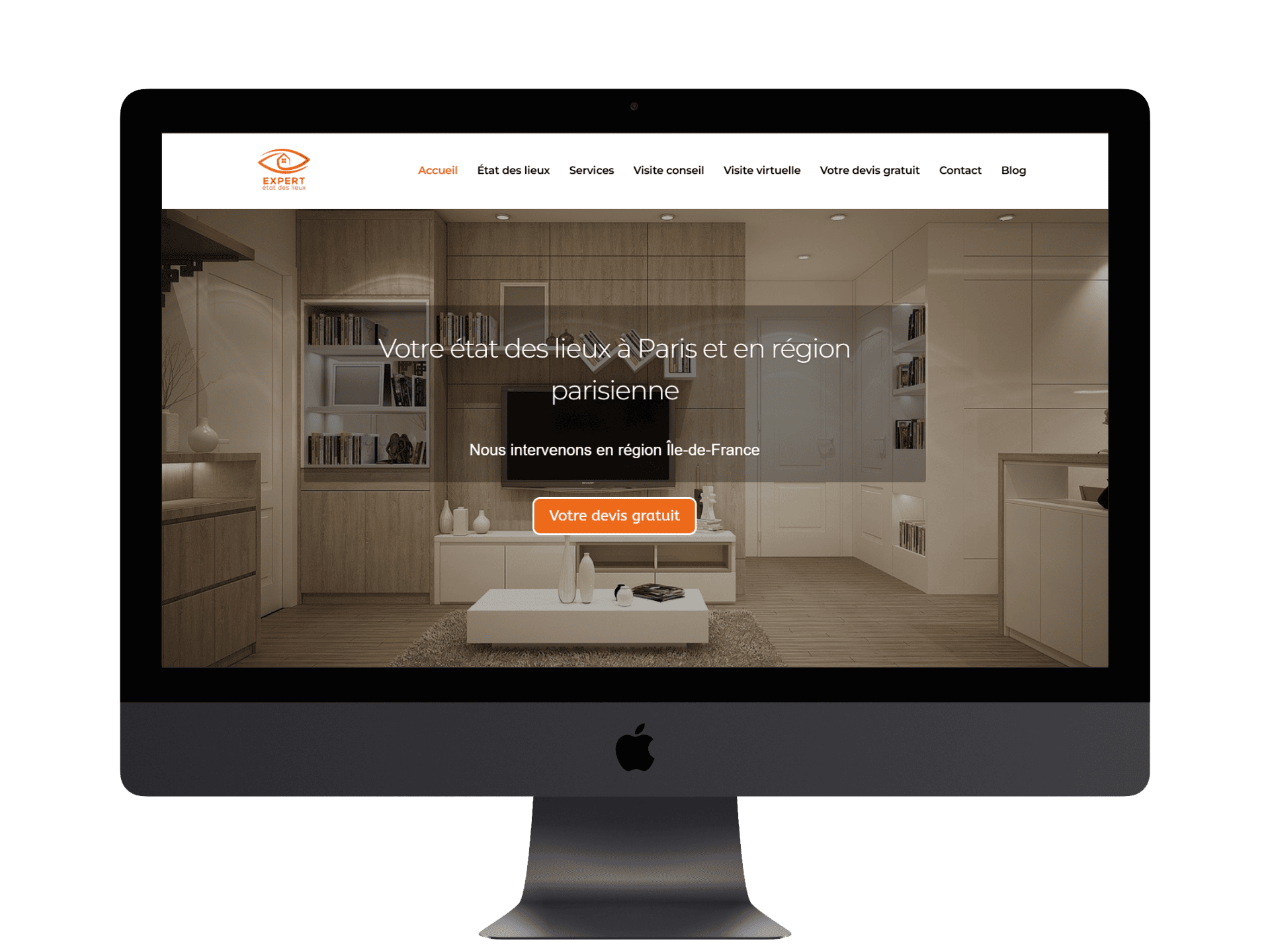 Mockup page d’accueil site vitrine d’état des lieux immobilier