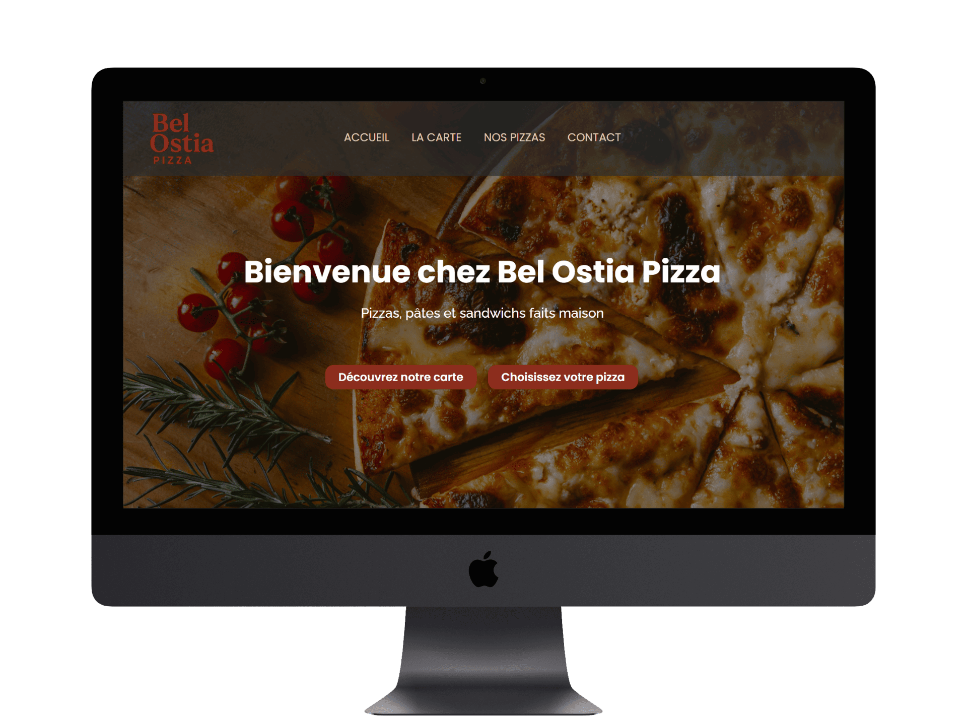 Mockup page d’accueil site vitrine pizzeria